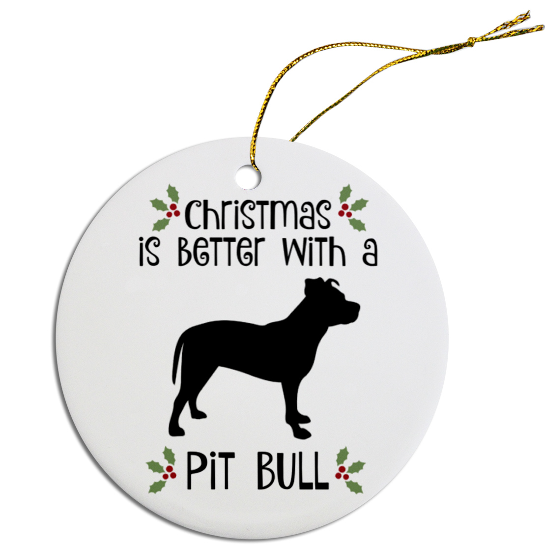 Breed Specific Round Christmas Ornament Pit Bull